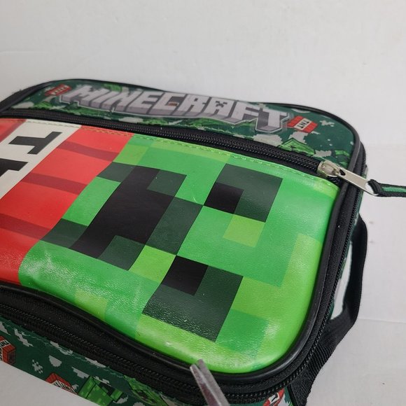 Minecraft Lunch Box Creeper TNT Boys 3 Compartment 10" Plastic Black Insulated - Picture 6 of 13